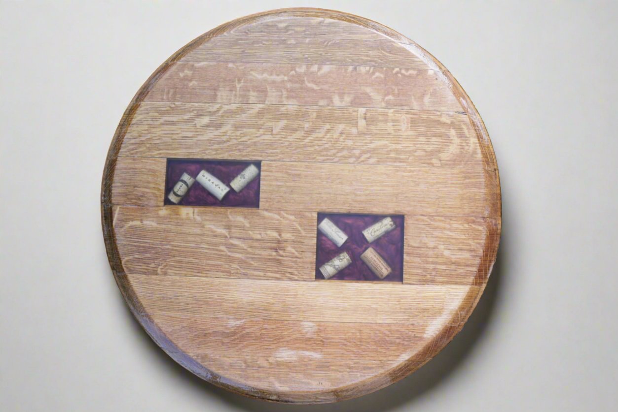 Set of 2 | Wine Barrel Lid Resin Side Table