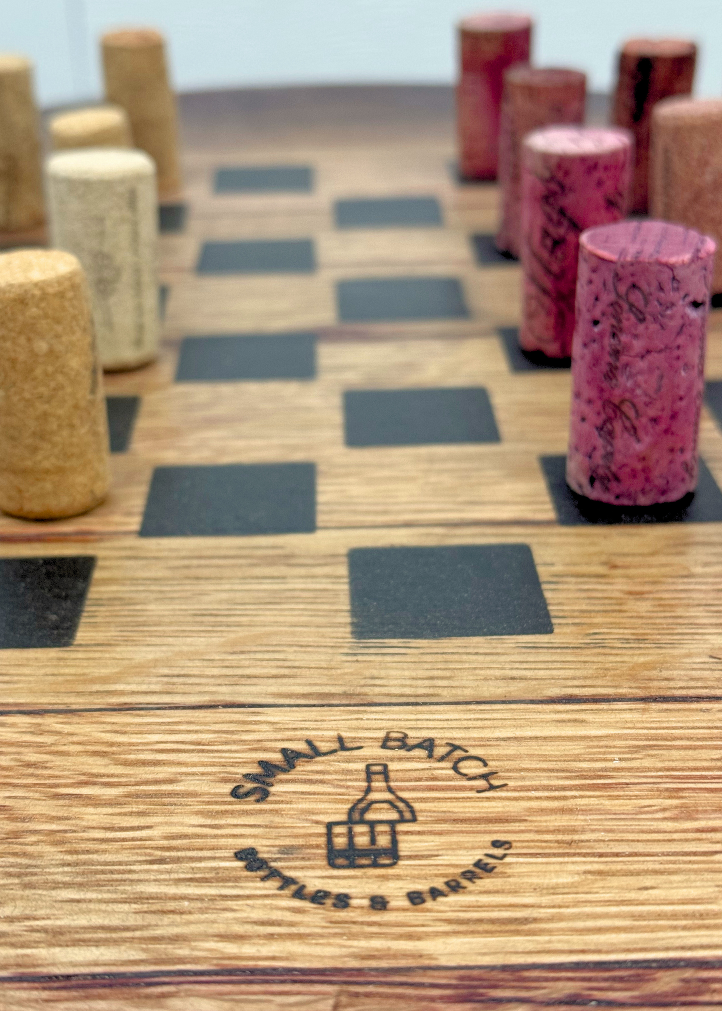 Wine Barrel Top Checkers and Charcuterie Board