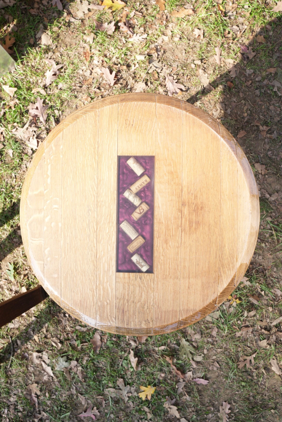 Set of 2 | Wine Barrel Lid Resin Side Table