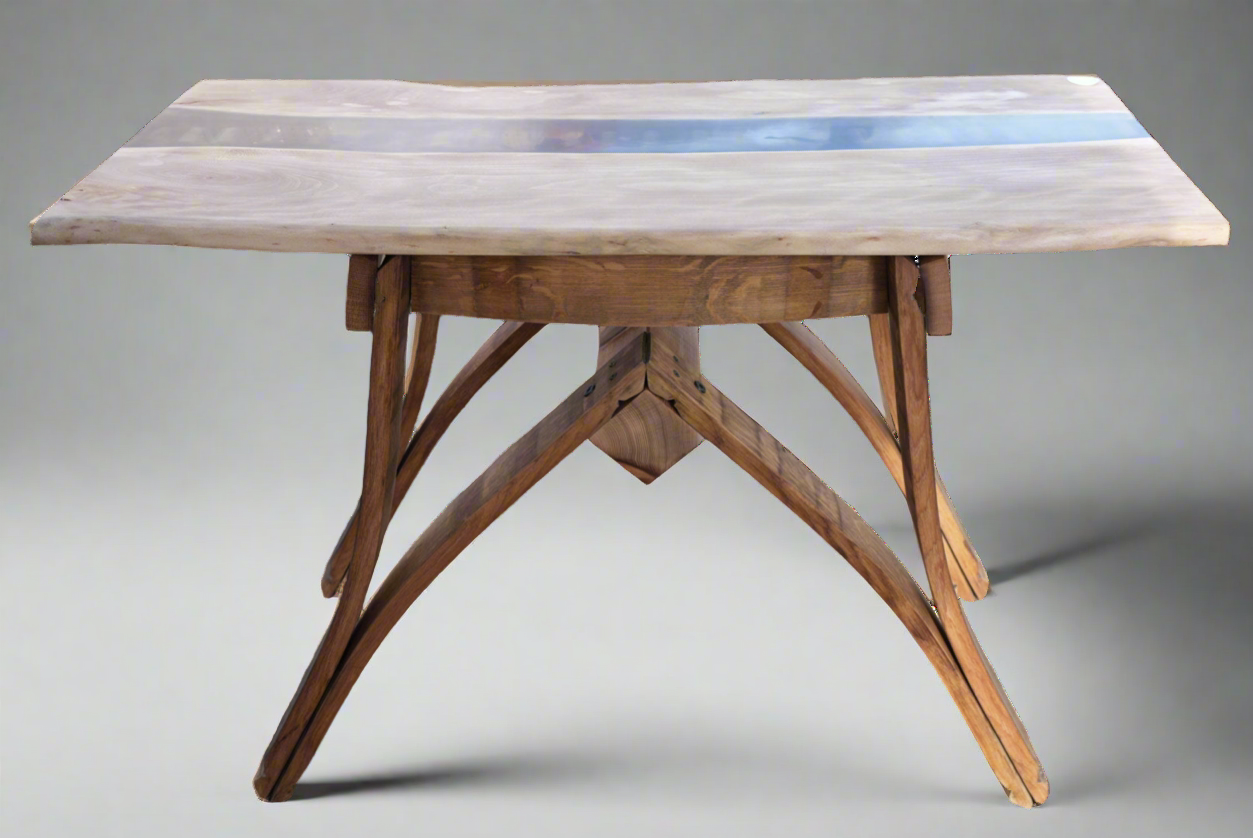 Wine Barrel Stave Elegant Structured Base with Live Edge Cork Resin Sycamore Maple Slab