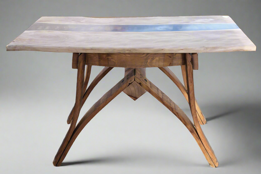 Wine Barrel Stave Elegant Structured Base with Live Edge Cork Resin Sycamore Maple Slab