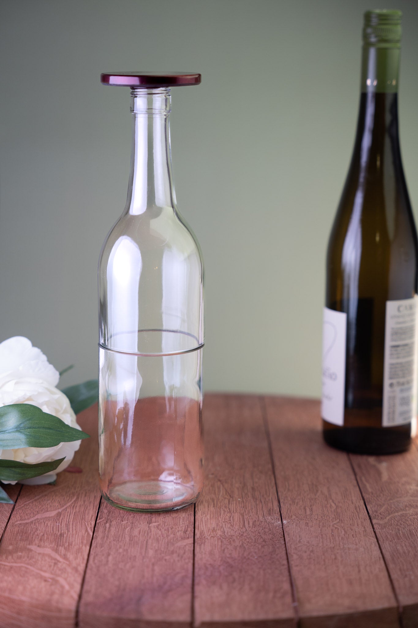 Upcycled Clear Bottle Wine and Whiskey Glass Combo