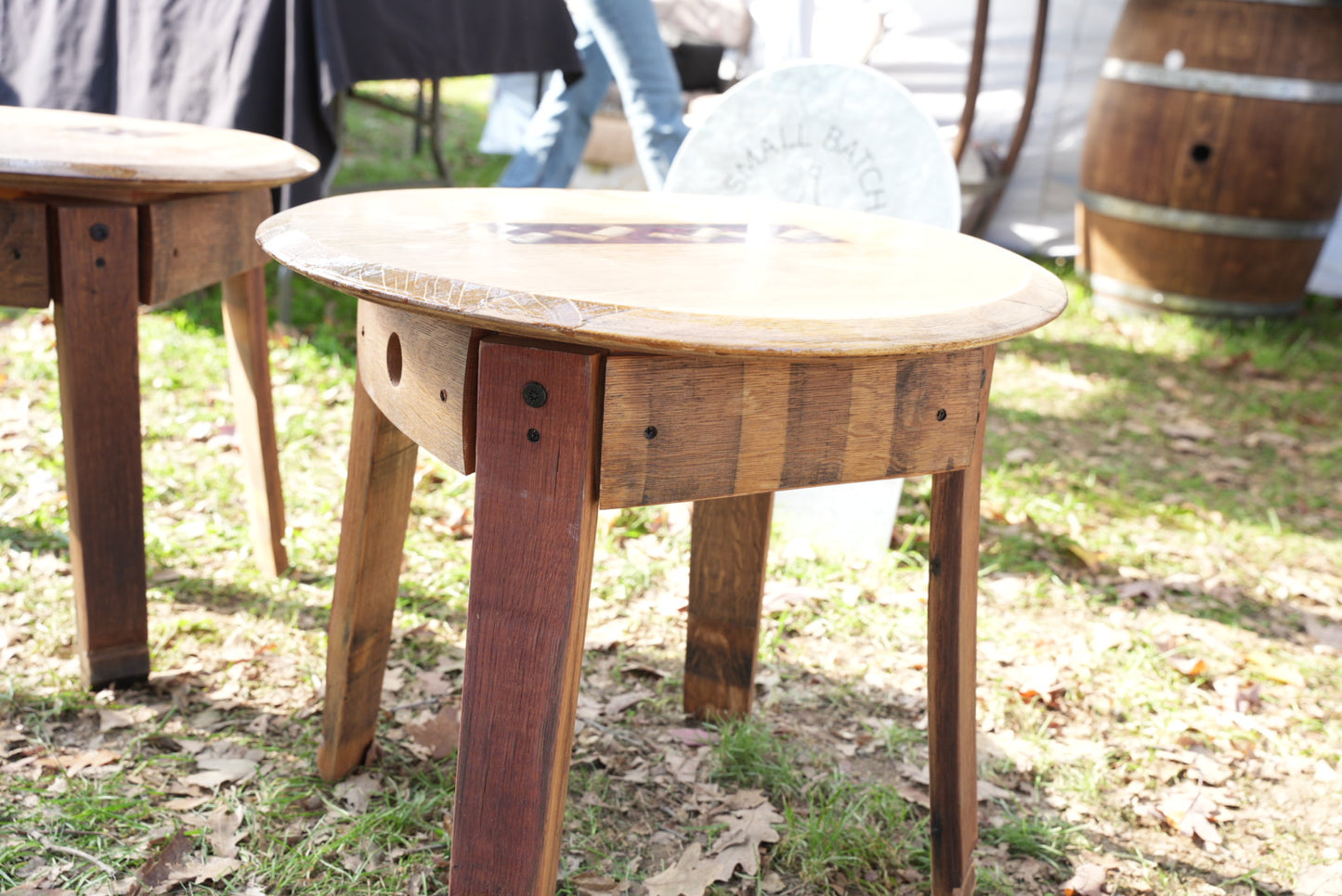 Set of 2 | Wine Barrel Lid Resin Side Table