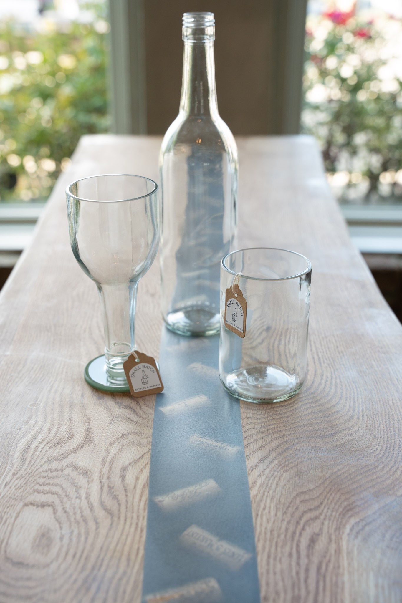 Upcycled Clear Bottle Wine and Whiskey Glass Combo