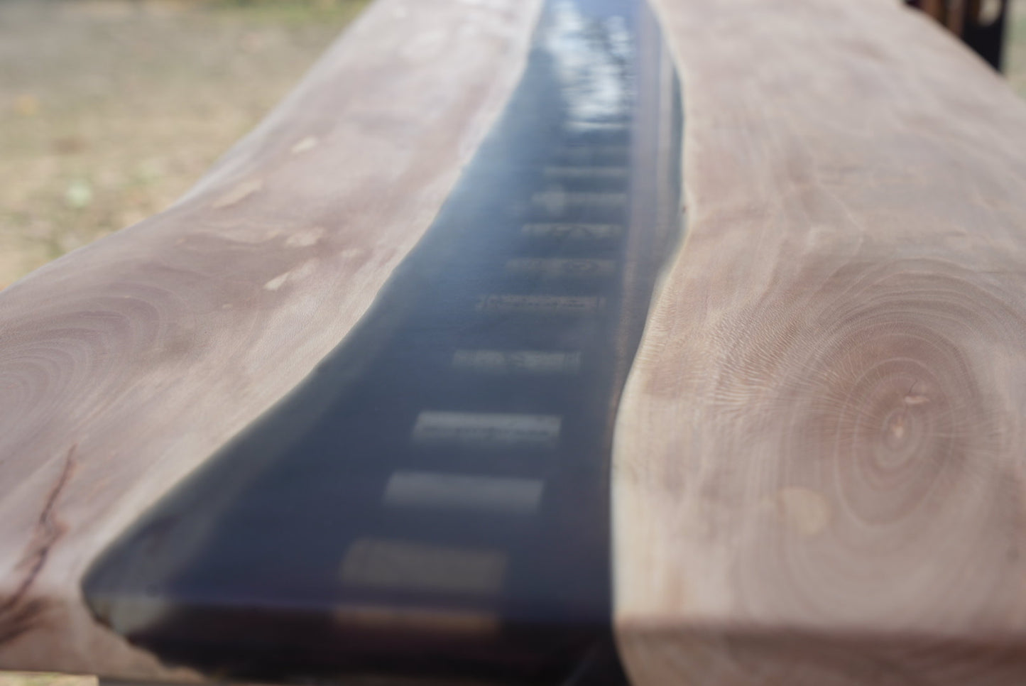 Wine Barrel Stave Elegant Structured Base with Live Edge Cork Resin Sycamore Maple Slab