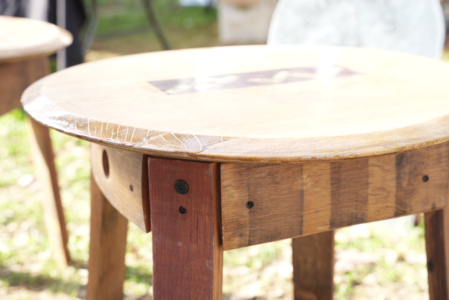 Set of 2 | Wine Barrel Lid Resin Side Table