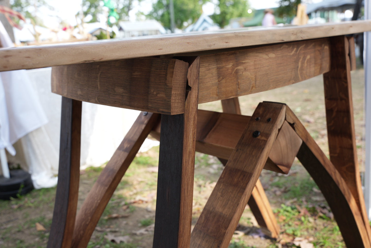 Wine Barrel Stave Elegant Structured Base with Live Edge Cork Resin Sycamore Maple Slab