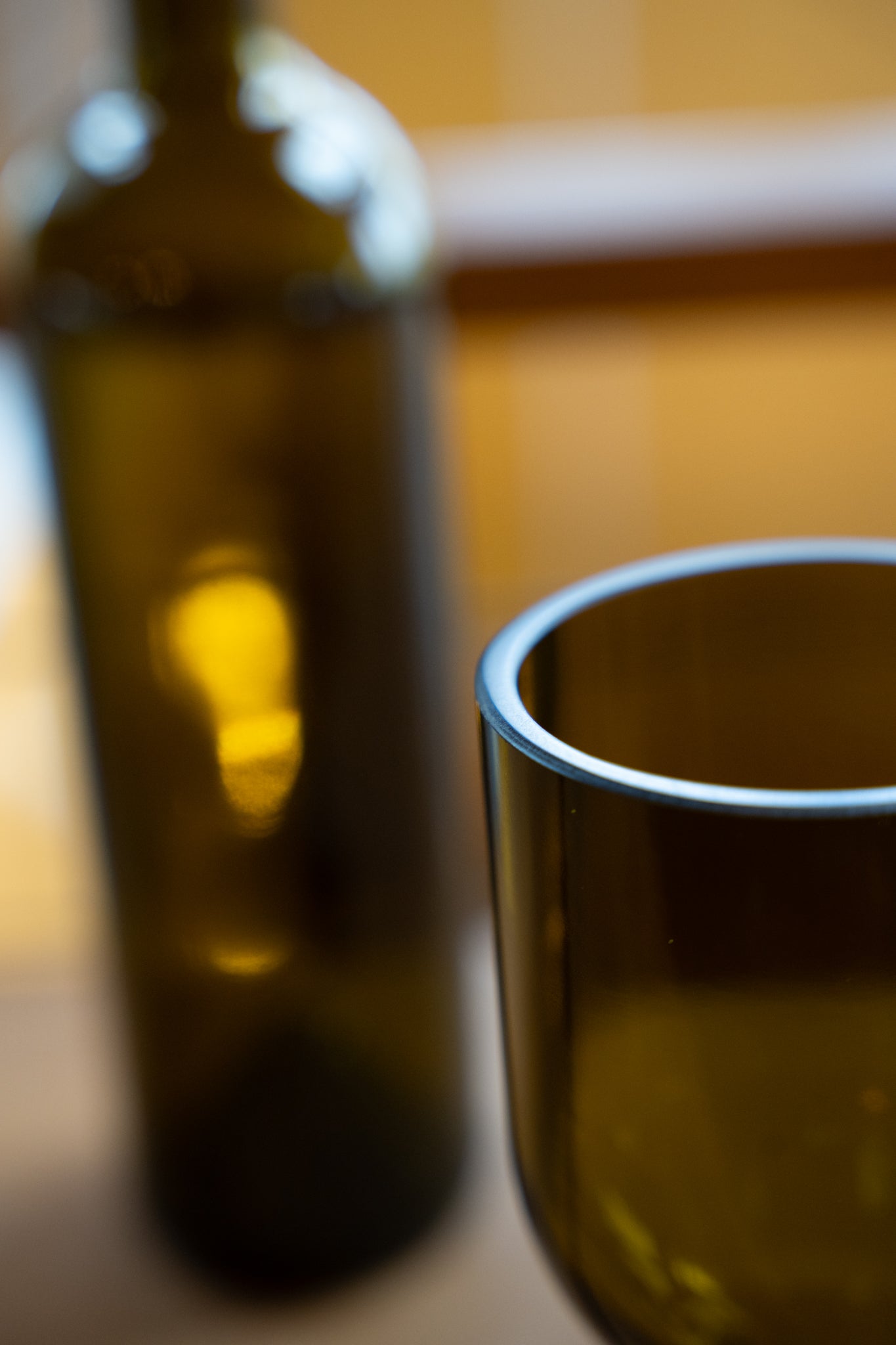 Upcycled Olive Green Wine Bottle: Wine and whiskey glass combo