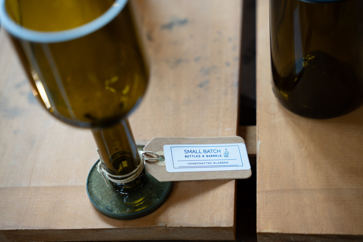 Upcycled Olive Green Wine Bottle: Wine and whiskey glass combo