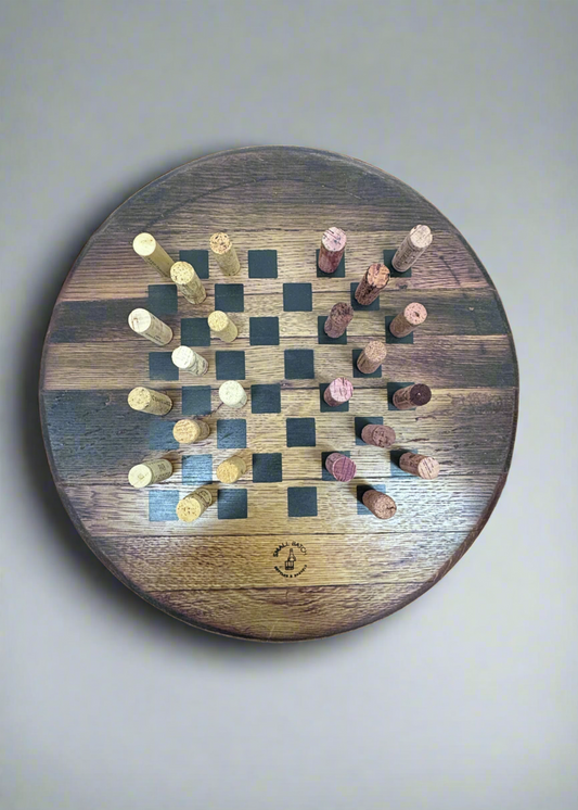 Wine Barrel Top Checkers and Charcuterie Board